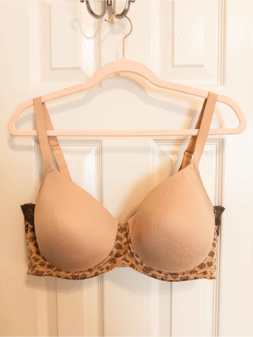 Everyday T-Shirt Bra with Leopard Band - Nude